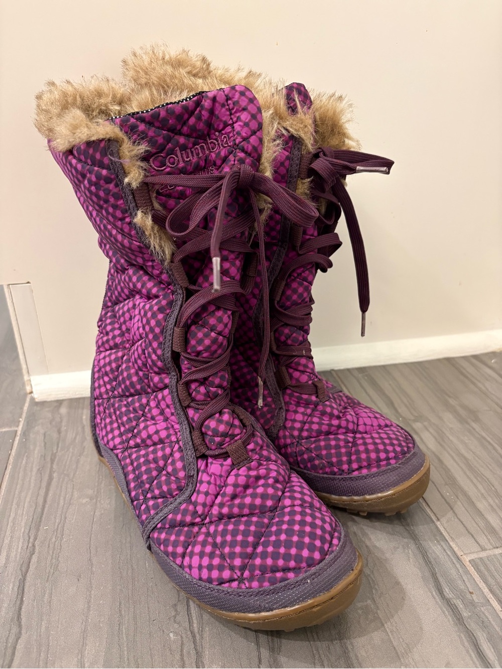 Columbia Women Heavenly Organza Omni-Heat Waterproof Snow Boots Purple Size 7.5